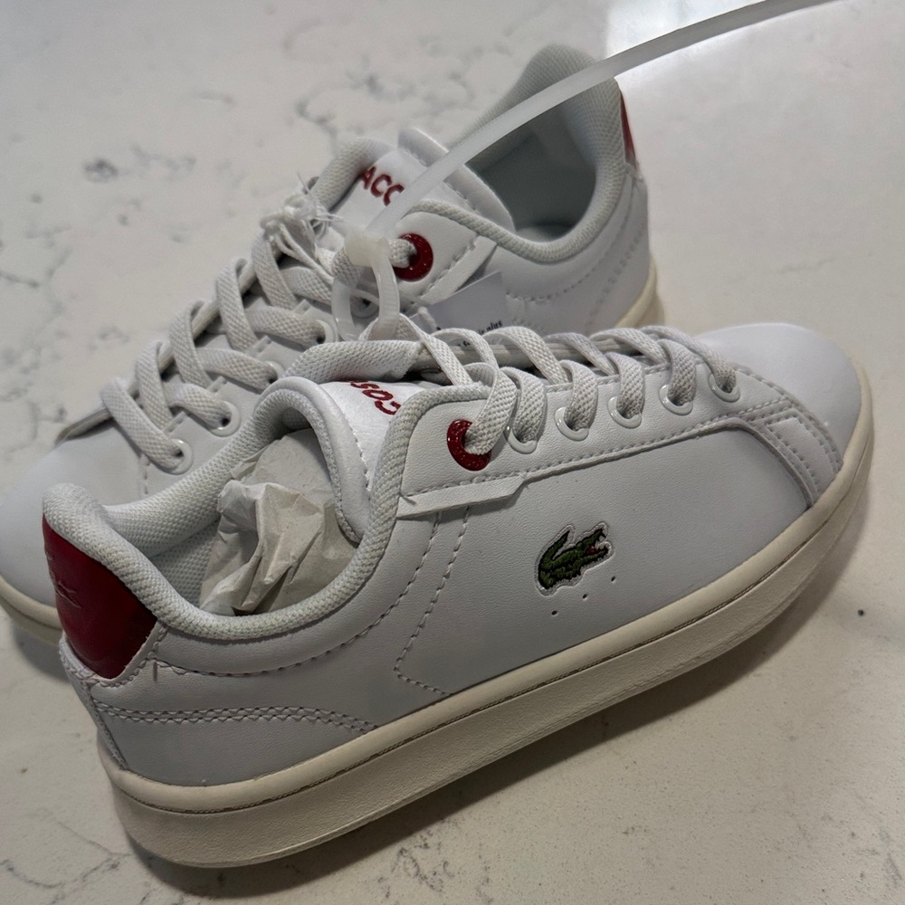 Lacoste Kids' White and Red Sneakers